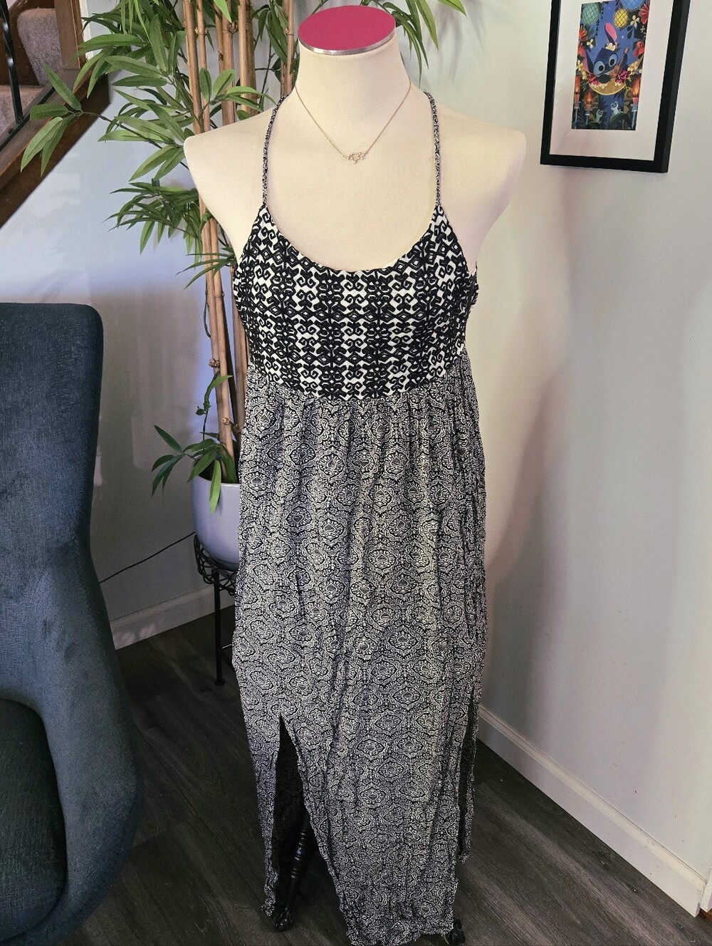 Ethereal by Paper Crane S - Boho Open back halter strappy maxi dress